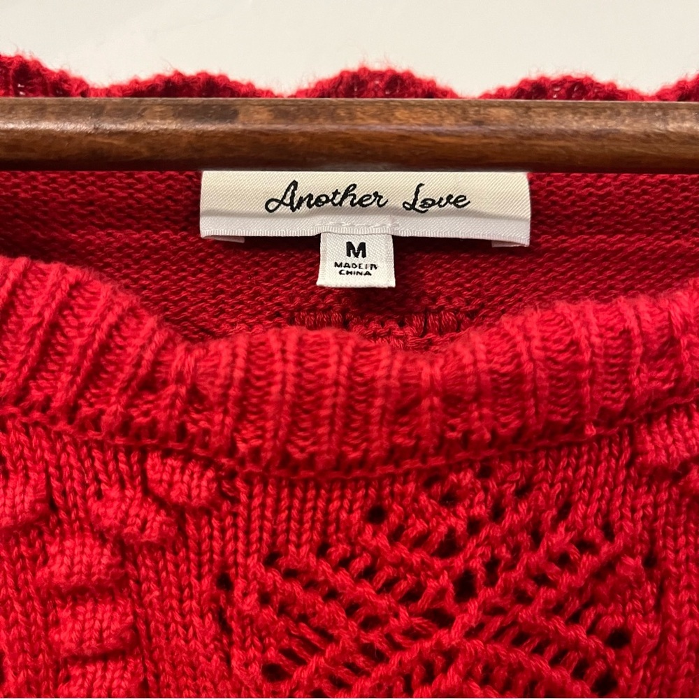 Another Love Red Crochet Blouse Size M - Picture 2 of 11